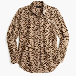 J.Crew Silk Leopard Print Blouse Size 0 Flattering All Season Casual Top
